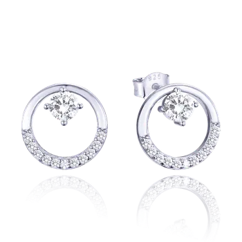 Souprava šperků MINET Luxusní stříbrné náušnice s bílými zirkony JMAS0276SE00