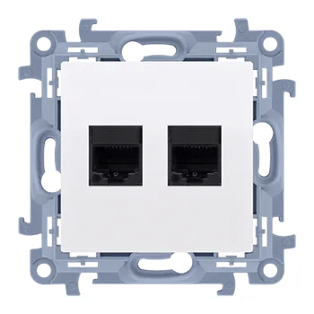 Elektrická zásuvka Zásuvka datová 2 násobná, RJ45 kat. 6 stíněná, Simon 10 C62E.01/11, bílá