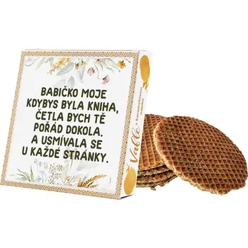 Vafle s karamelovou náplní v krabičce se stojánkem - babičce
