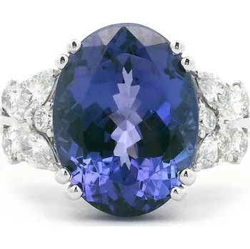 Prsten Prsten z bílého zlata s tanzanitem a diamanty 2011902