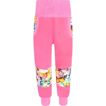 Dívčí kalhoty V-Mart, SLIM dívčí tepláky s dvojitými koleny - Motýlci 146