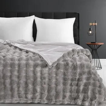 deka Hrubá kožešinová deka LILY s 3D efektem - stříbrná