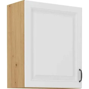 Šatní skříň Horní jednokřídlá skříň, šíře 60 cm Dub artisan Bílý mat