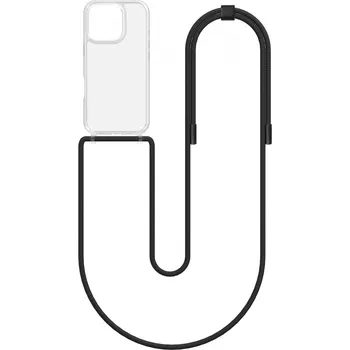 Pouzdro na mobilní telefon Kryt Simple iPhone 16 Pro Max s černou šňůrkou průhledný (obal neboli pouzdro na iPhone 16 Pro Max)