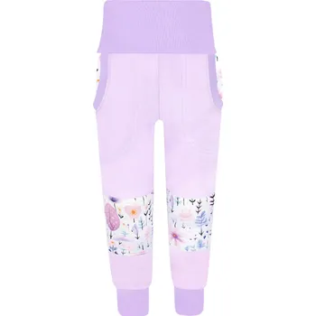 Dívčí kalhoty V-Mart,SLIM dívčí tepláky s dvojitými koleny - Kytičky 122