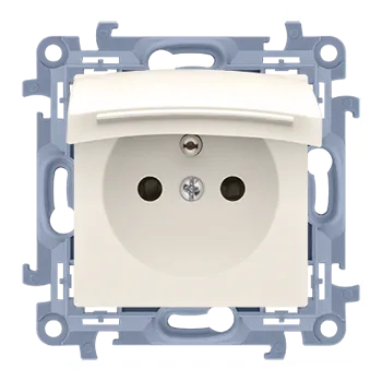 Elektrická zásuvka Zásuvka silová 1 násobná typ E, s uzemněním, IP44, s těsněním, se clonkami, víčko, Simon 10 CGZ1BCZ.01/41