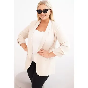 Dámské sako Kesi Włoski Dámská blazer bez zapínání s podšívkou XL/2XL béžová Kesi Włoski krémová 3444195