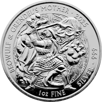 Stříbrná investiční mince Mýty a legendy - Beowulf a Grendelova matka 1 Oz 2025