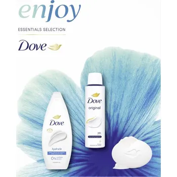 Kosmetická sada Dove Enjoy Dove Original deodorační antiperspirant ve spreji 48h 150 ml + Dove Hydrate sprchový gel 250 ml + Dove Original čisticí tuhé mýdlo 90 g kosmetická sada