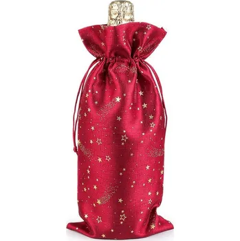 Bytová dekorace Vánoční dárkový pytlík na láhev 15x33 cm - 2 červená