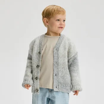 Dětská móda Reserved - Kardigan s příměsí vlny - světle šedá - 676FH-09M - 676FH-09M-80