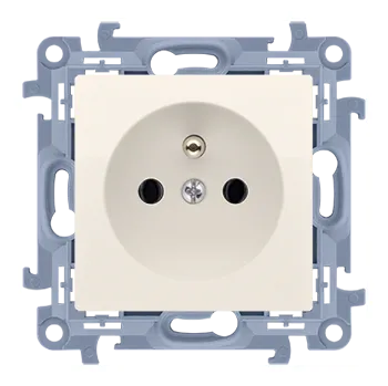 Elektrická zásuvka Zásuvka silová 1 násobná typ E, s uzemněním, 16 A / 230 V~, bezšroubové svorky, Simon 10 CGZ1C.01/41, krémová