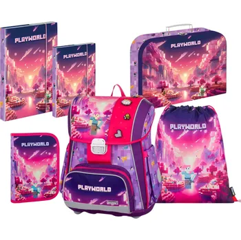 Set školních potřeb Školní aktovka Oxybag PREMIUM Playworld Girl 2025 – školní set pro dívky