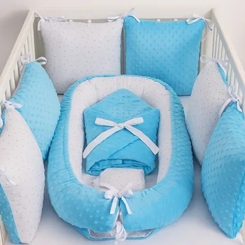 Příslušenství pro dětskou postel a kolébku Dětské povlečení do postýlky Harmony světlá modrá s bílou