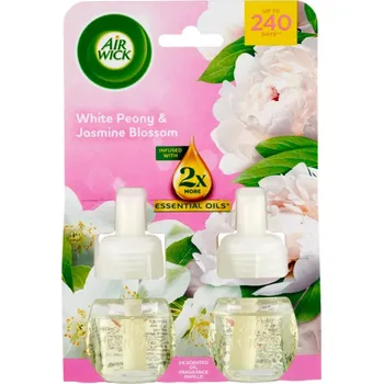 Vůně do bytu Air Wick White Peony & Jasmine Blossom - Pivoňka a jasmínový květ DUO elektrický osvěžovač náhradní náplň 2 x 19 ml