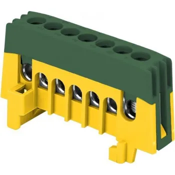 Sběrnice na DIN lištu 7PIN izolovaná zelená
