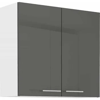 Šatní skříň Horní dvoukřídlá skříň, široká 80cm Šedý lesk