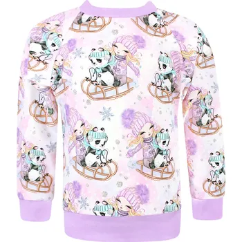 Dívčí mikina V-Mart, Dívčí mikina Pandy na sáňkách 86/92