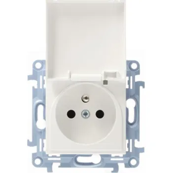 Elektrická zásuvka Zásuvka silová 1 násobná typ E, s uzemněním, IP44, s těsněním, víčko v barvě krytu,, Simon 10 CGZ1BC.01/11