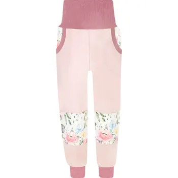 Dívčí kalhoty V-Mart, SLIM dívčí tepláky s dvojitými koleny - Růže 134