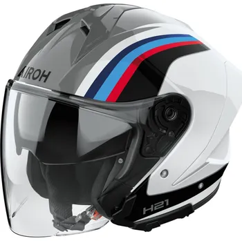 Helma na motorku Otevřená helma na motorku Airoh H21 Arrow lesklá šedo-bílá