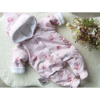 Kojenecké oblečení AMÁLKA Zateplená růžová kombinéza, medvědí holčička Velikost: 50-56