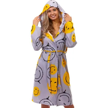 Dámský župan Žlutý i šedý dámský župan s kapucí - SMAJLÍCI 1G0471 žlutá xl