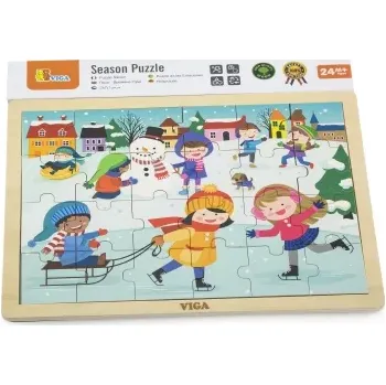 Dřevěná hračka Viga puzzle 24 ks zima