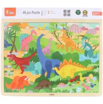 Puzzle Dřevěné puzzle svět dinosaurů 48 dílků