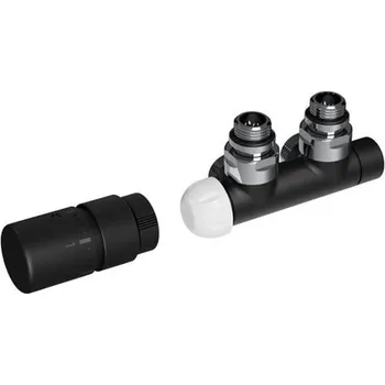 Hlavice pro radiátor Termostatická sada ISAN rohová středová levá černá matná TERMSADA221L