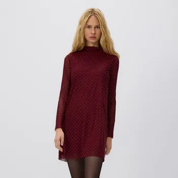 Dámské šaty Reserved - Šaty s ozdobnými aplikacemi - hnědá - 957GA-83X - 957GA-83X-S