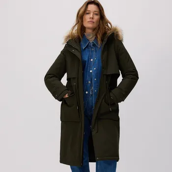Dámský kabát Reserved - Dlouhá bunda s kapucí - zelená - 696HD-87X - 696HD-87X-S