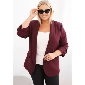 Dámské sako Kesi Włoski Dámská sako Plus Size bez zapínání s podšívkou XL/2XL švestková Kesi Włoski černá | bílá | tmavě červená 3444724