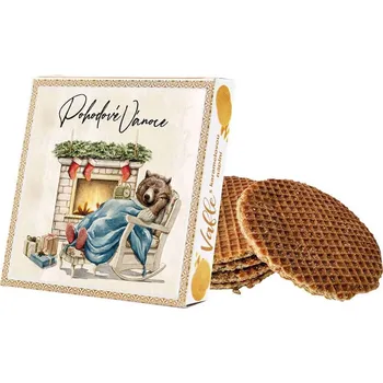 Cukrovinka Vafle s karamelovou náplní v krabičce se stojánkem - Pohodové Vánoce