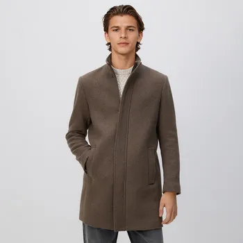 Dámský kabát Reserved - Dlouhý kabát ze směsi vlny - hnědá - 917EF-88M - 917EF-88M-XL