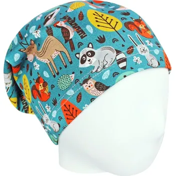 Čepice V-Mart, Jarní/podzimní čepice Zvířátka na petrolejové 52-54 cm