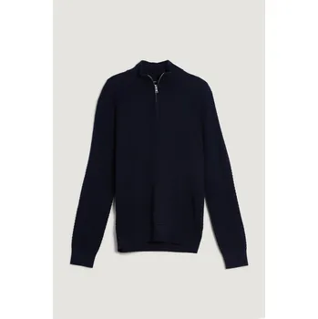 Pánský svetr SVETR GANT TEXTURED COTTON MERINO HALF ZIP EVENING BLUE