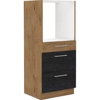 Kuchyňská skříňka Polovysoká skříňka na troubu se šuplíky, šíře 60 cm Tmavé dřevo
