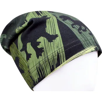 Čepice V-Mart, Jarní/podzimní čepice Khaki dinosauři 50-52 cm