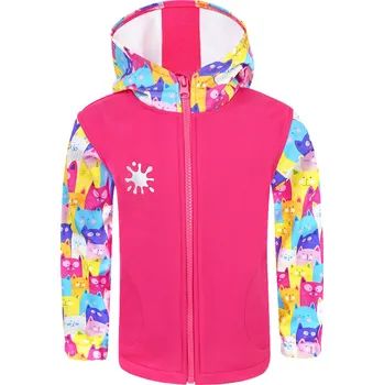 Dívčí bunda V-Mart, Dívčí softshellová bunda Barevné kočičky 110/116
