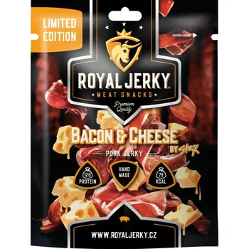 Sušená potravina Royal Jerky Bacon & Cheese váha 22 g