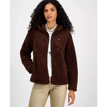 Dámská mikina Tommy Hilfiger dámská mikina, Sherpa Zip-Front hnědá S