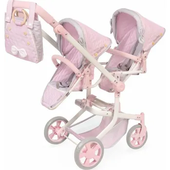 Kočárek pro panenku Skládací kočárek pro dvojčata panenky s taškou Sophie - 91 cm