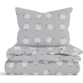 Povlečení Francouzské bavlněné povlečení Renforcé - Ovečky Morning Yoga šedé