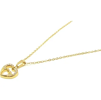 Náhrdelník Steel Jewelry Jemný Náhrdelník SRDCE z Chirurgické oceli GOLD dárkové balení zdarma