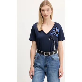 Dámské tričko Bavlněné tričko Desigual DUMAS dámské, tmavomodrá barva, 25WWTK28 59X, vel. S