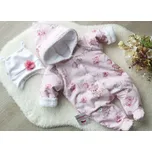 AMÁLKA Zateplená růžová kombinéza s čepičkou, medvědí holčička Velikost: 50-56