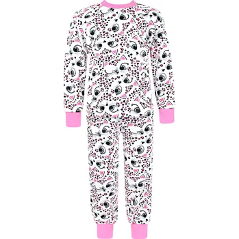 Dívčí pyžamo V-Mart, Dívčí rostoucí pyžamo s dlouhým rukávem Kočičky a srdíčka 134