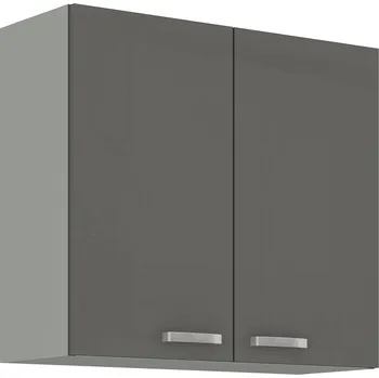 Šatní skříň Dvoukřídlá skříň, šíře 80 cm Šedý lesk