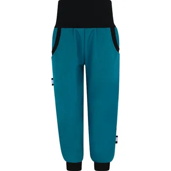 Dětská móda V-Mart, SLIM Petrolejové softshellové kalhoty (s fleecem) 140